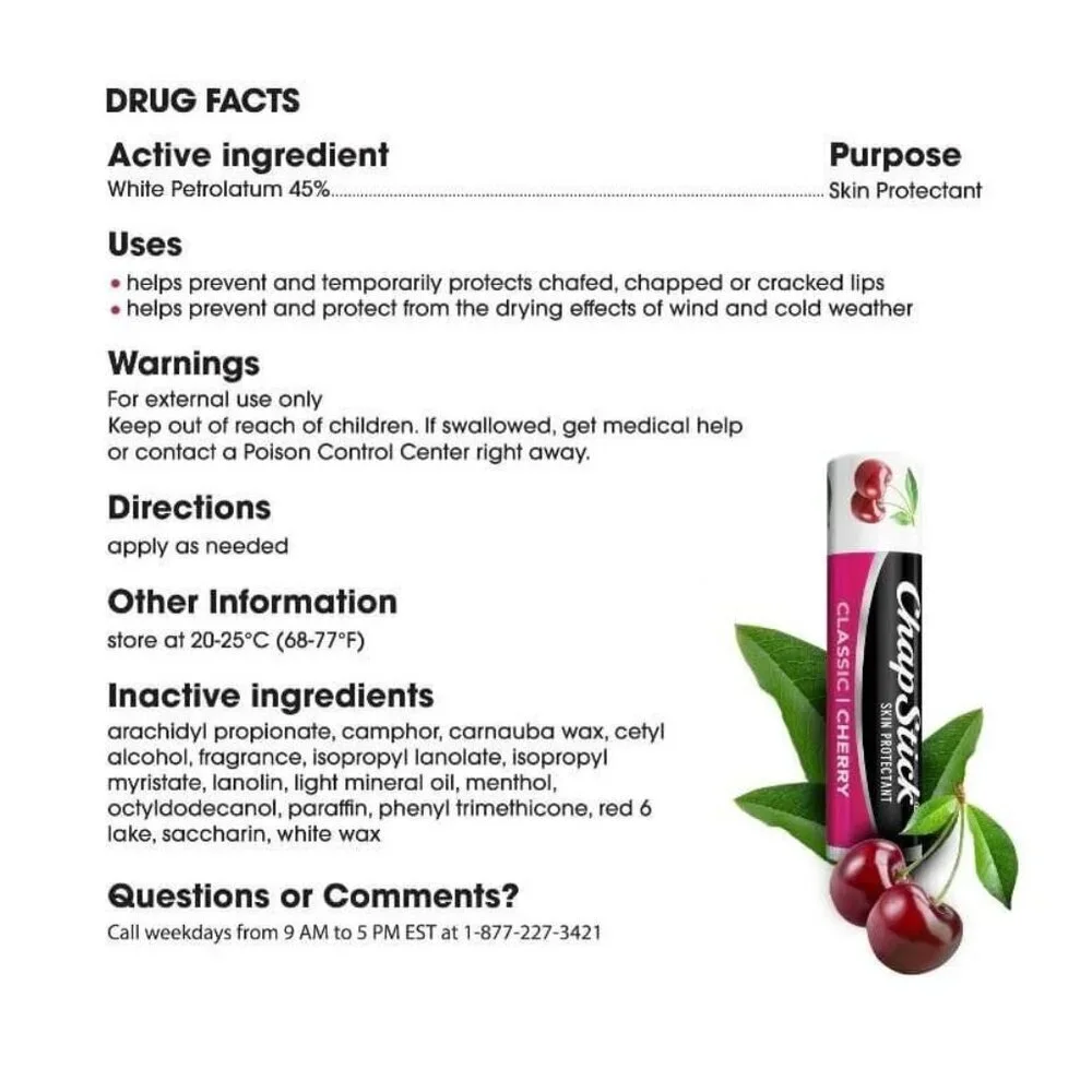 NEW 4X Cherry Chapstick 3 Packs (12 Tubes Total)
